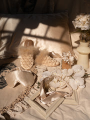 Load image into Gallery viewer, 5 In One Satin Sleep Set - Pillow Case/Eye Cover/Slippers/Scrunchies/Hairband