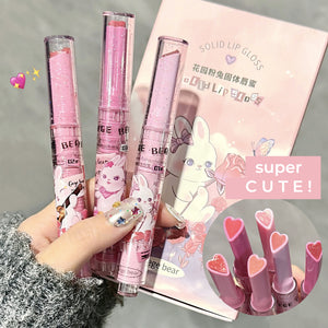Heart Shaped Lipstick/Lip Gloss Set - 3 PCS Color Cosmetic Glossy Lip Care for Adults