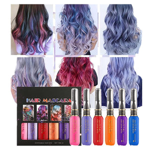6 PCS Temporary Hair Mascara Instantly Hair Color Dye Brush, Great Gift for Girls, Women