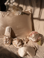 Load image into Gallery viewer, 5 In One Satin Sleep Set - Pillow Case/Eye Cover/Butterfly Knot Slippers/Scrunchies/Hairband
