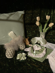 Load image into Gallery viewer, 5 In One Satin Sleep Set - Pillow Case/Eye Cover/Slippers/Scrunchies/Hairband
