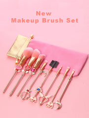 Load image into Gallery viewer, 8 In 1 Sailor Moon Makeup Brush Set with Dust Bag
