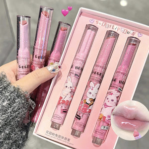 Heart Shaped Lipstick/Lip Gloss Set - 3 PCS Color Cosmetic Glossy Lip Care for Adults